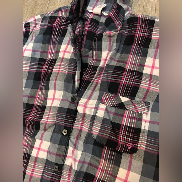Victoria’s Secret Black Pink Plaid Long Sleeve Pants Pajama Set Pjs SZ M - Picture 4 of 5